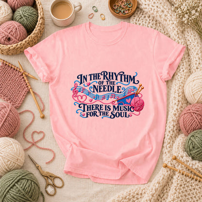 In The Rhythm Of The Needle There Is Music For The Soul T-Shirt - Pink