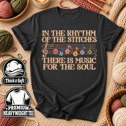 In The Rhythm Of The Stitches There Is Music For The Soul T-Shirt - Dark Heather Grey