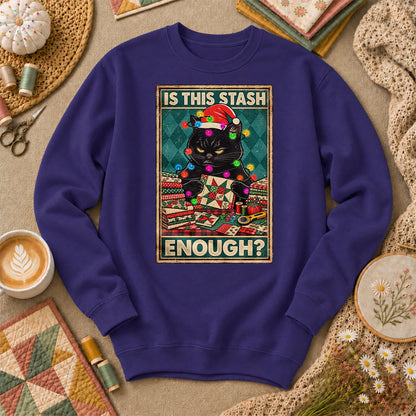Is This Stash Enough Christmas Black Cat Long Sleeve - Purple