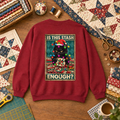 Is This Stash Enough Christmas Black Cat Sweatshirt - Garnet