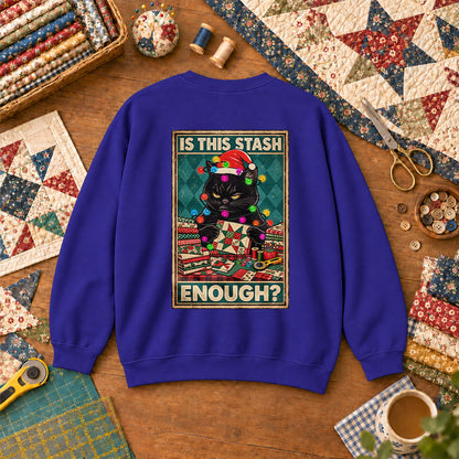 Is This Stash Enough Christmas Black Cat Sweatshirt - Royal