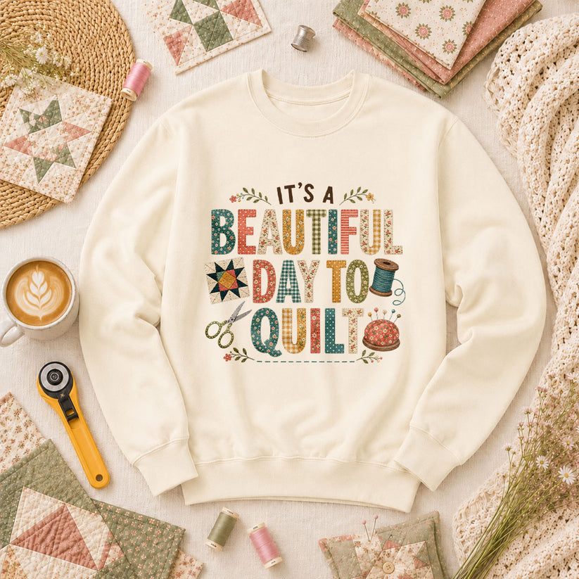 Its A Beautiful Day To Quilt Long Sleeve - Natural