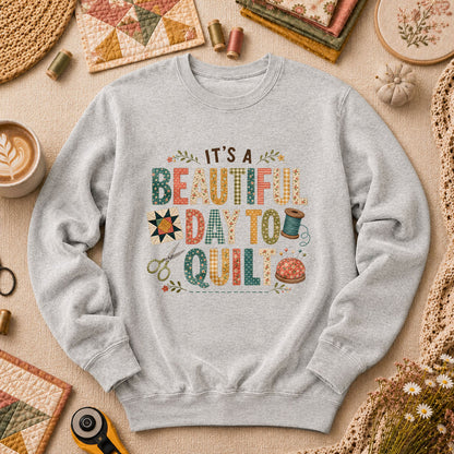 Its A Beautiful Day To Quilt Long Sleeve - Sport Grey