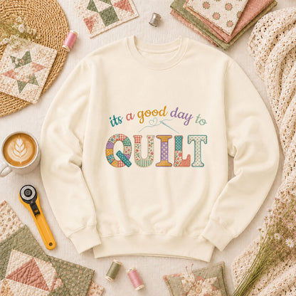 Its A Good Day To Quilt Long Sleeve - Natural