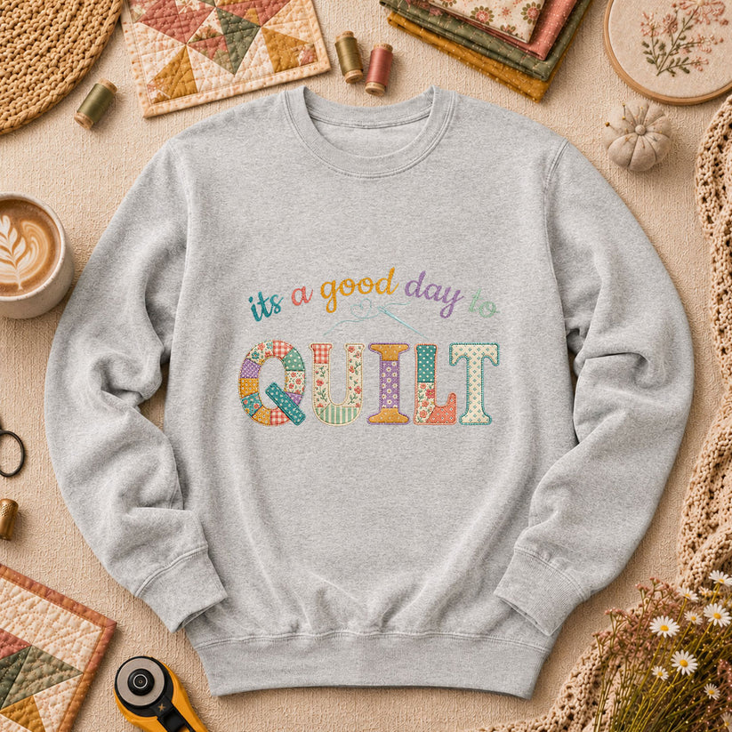 Its A Good Day To Quilt Long Sleeve - Sport Grey
