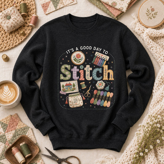It's A Good Day To Stitch Long Sleeve - Black