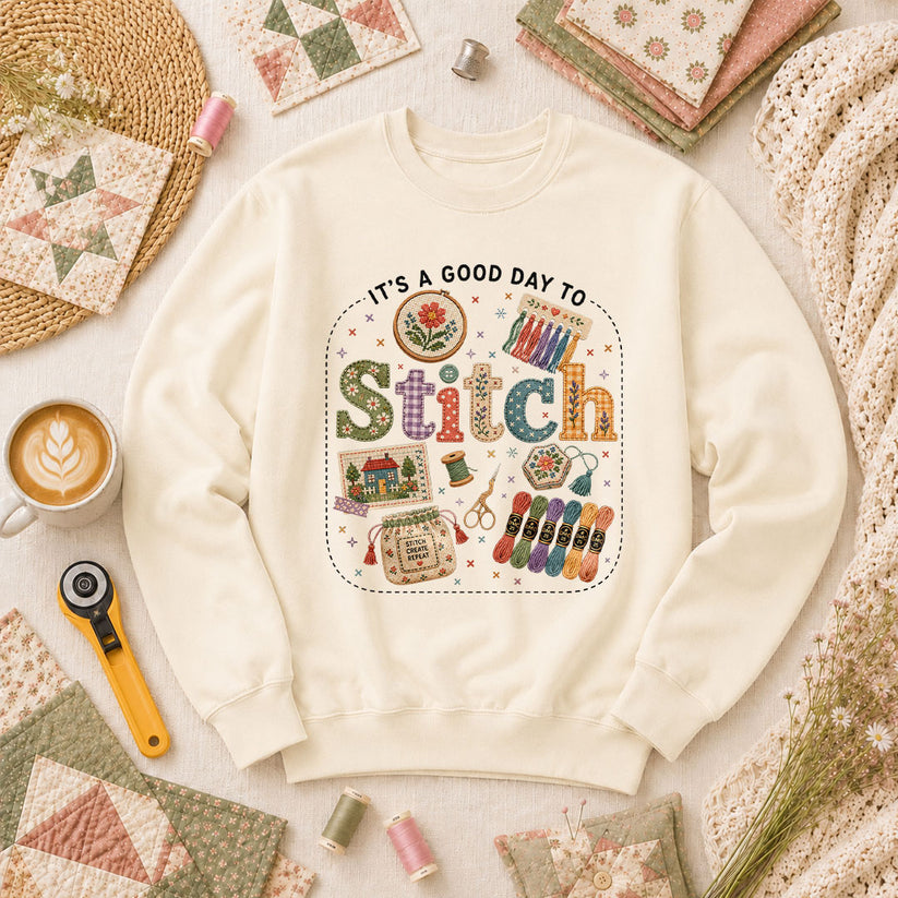 It's A Good Day To Stitch Long Sleeve - Natural