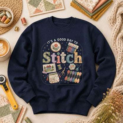 It's A Good Day To Stitch Long Sleeve - Navy