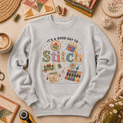 It's A Good Day To Stitch Long Sleeve - Sport Grey