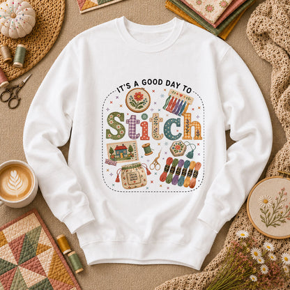 It's A Good Day To Stitch Long Sleeve - White