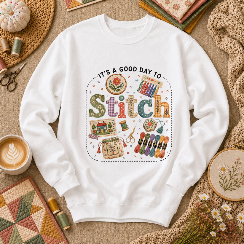 It's A Good Day To Stitch Long Sleeve - White