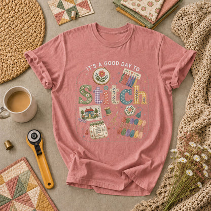 It's A Good Day To Stitch T-Shirt - Heather Mauve