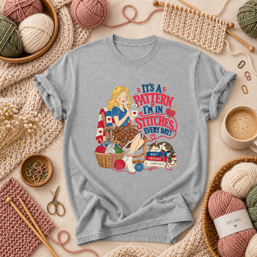 It's A Pattern I'm In Stitches Every Day T-Shirt - Athletic Heather
