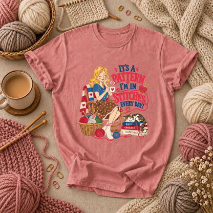 It's A Pattern I'm In Stitches Every Day T-Shirt - Heather Mauve