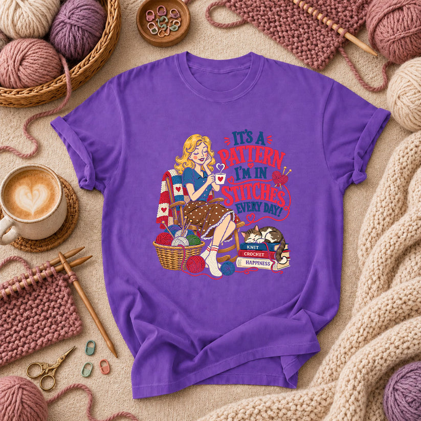 It's A Pattern I'm In Stitches Every Day T-Shirt - Purple