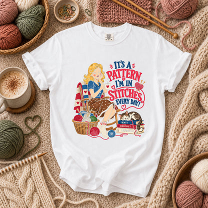 It's A Pattern I'm In Stitches Every Day T-Shirt - White