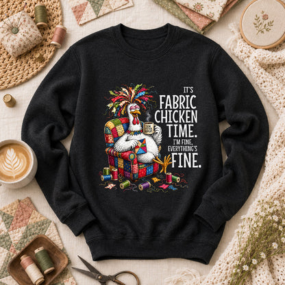 It's Fabric Chicken Time I'm Fine Long Sleeve - Black