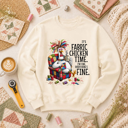 It's Fabric Chicken Time I'm Fine Long Sleeve - Natural