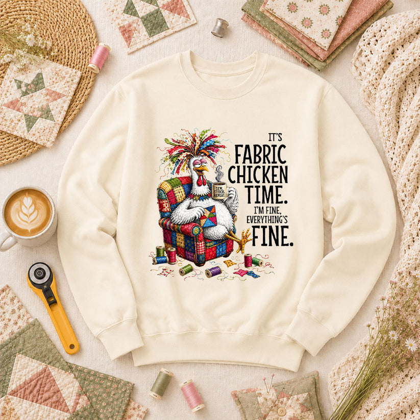 It's Fabric Chicken Time I'm Fine Long Sleeve - Natural
