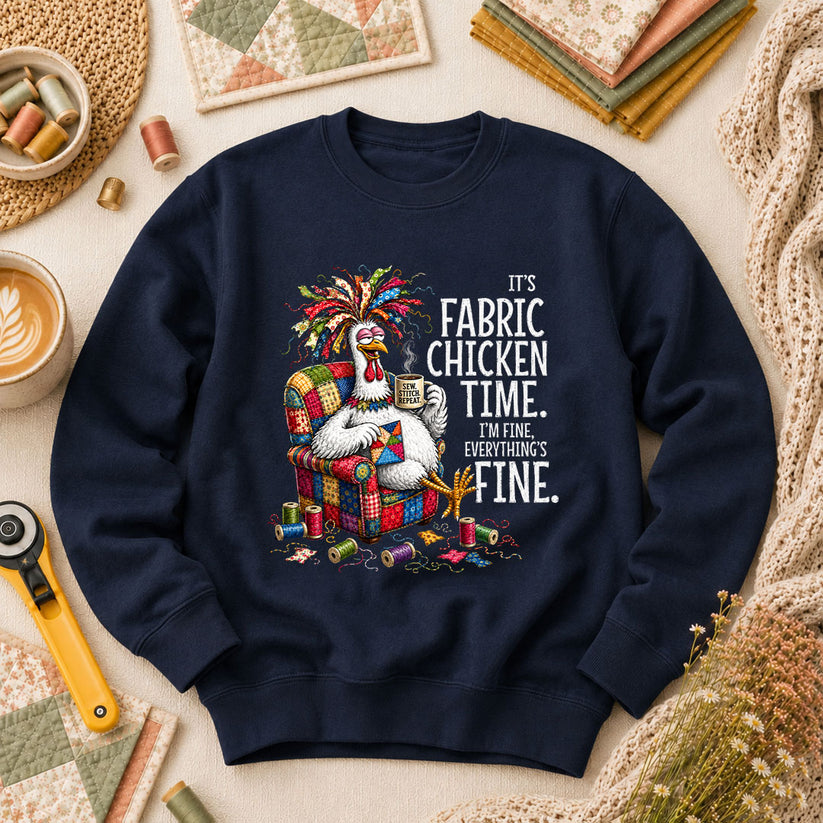 It's Fabric Chicken Time I'm Fine Long Sleeve - Navy