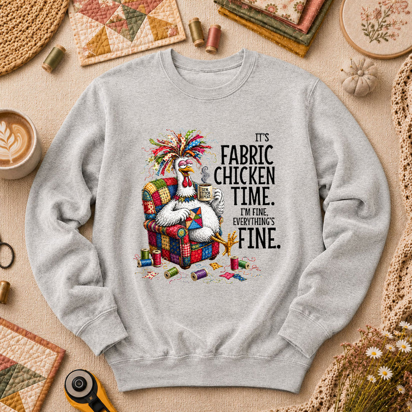It's Fabric Chicken Time I'm Fine Long Sleeve - Sport Grey