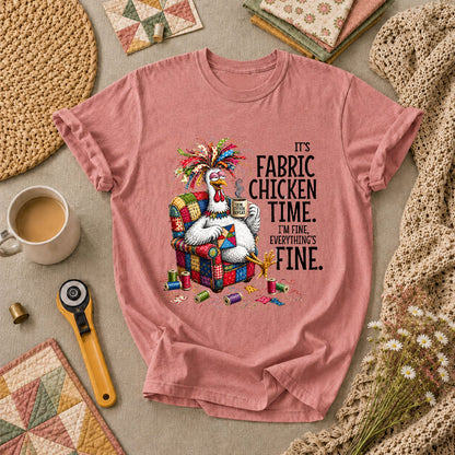 It's Fabric Chicken Time I'm Fine T-Shirt - Heather Mauve