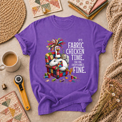 It's Fabric Chicken Time I'm Fine T-Shirt - Heather Team Purple