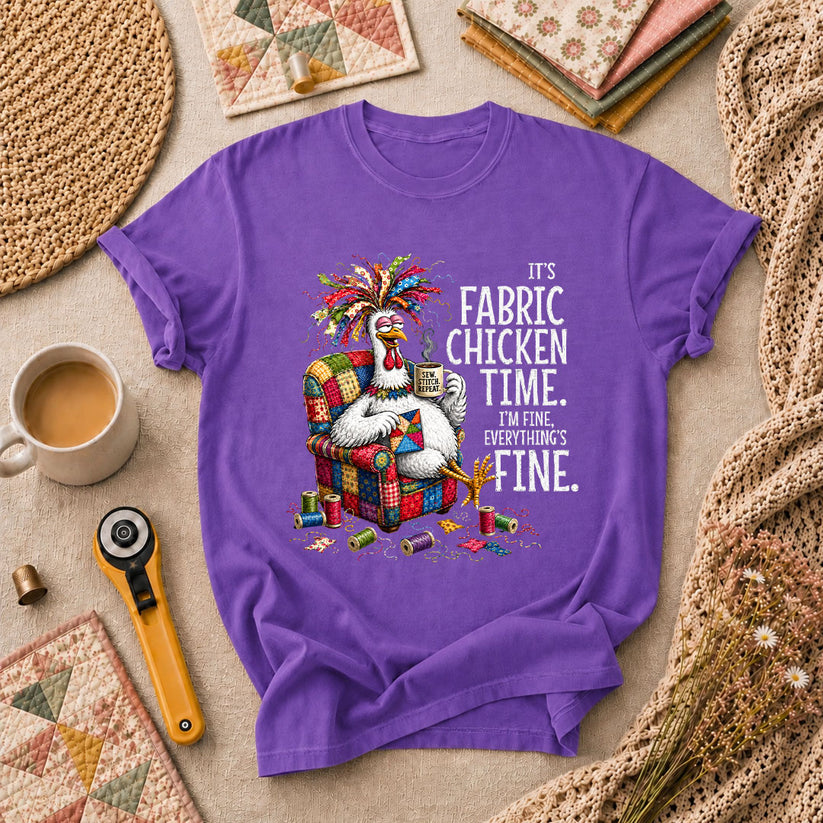 It's Fabric Chicken Time I'm Fine T-Shirt - Heather Team Purple