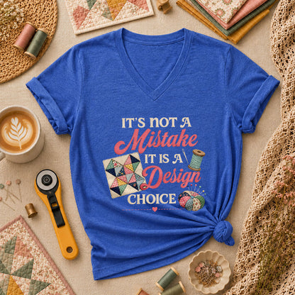 Its Not A Mistake It Is A Design Choice Women's V-Neck - Heather True Royal