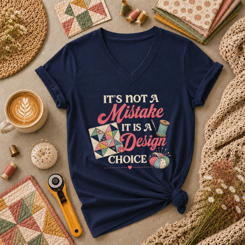 Its Not A Mistake It Is A Design Choice Women's V-Neck - Navy