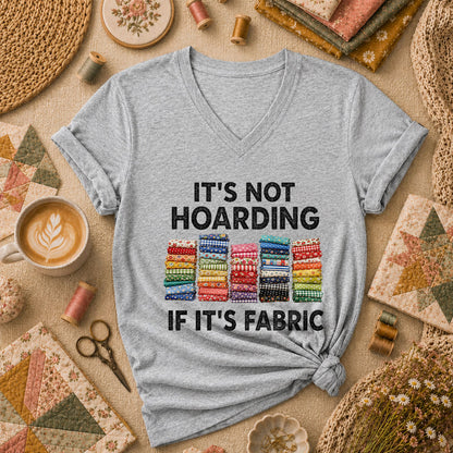 Its Not Hoarding If Its Fabric Women's V-Neck - Sport Grey