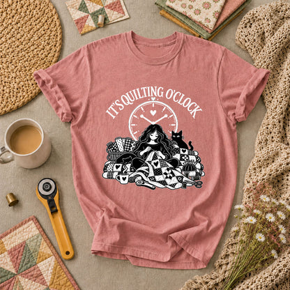 It's Quilting O'clock Cozy Night T-Shirt - Heather Mauve