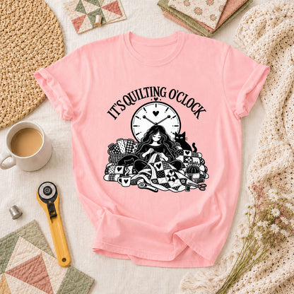It's Quilting O'clock Cozy Night T-Shirt - Pink