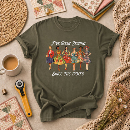 Ive Been Sewing Since The 1950s Vintage Women T-Shirt - Military Green