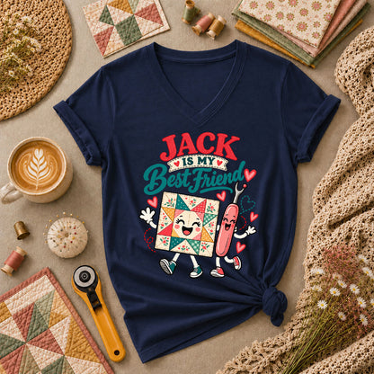 Jack Is My Best Friend Seam Ripper Women's V-Neck - Navy