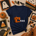 Jack-O-Sewing Machine Chasing Ghosts Women's V-Neck