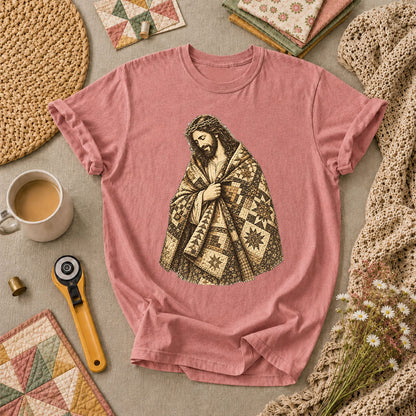 Jesus Wrapped In Quilt Robe T-Shirt - Heather Mauve