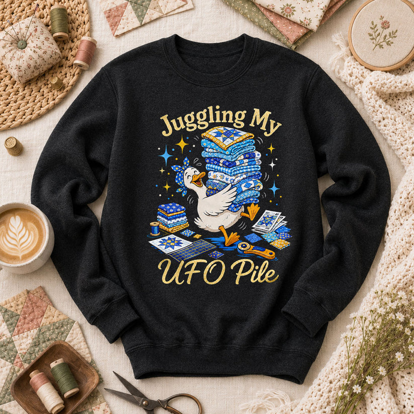 Juggling My UFO Pile Long Sleeve - Black