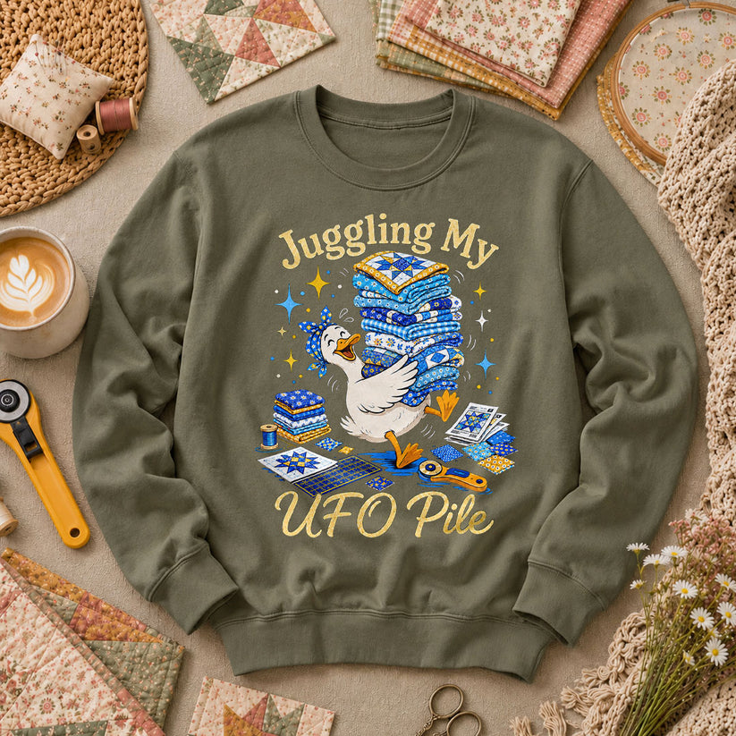 Juggling My UFO Pile Long Sleeve - Military Green