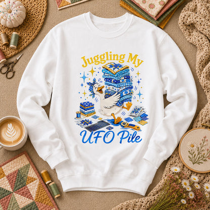 Juggling My UFO Pile Long Sleeve - White