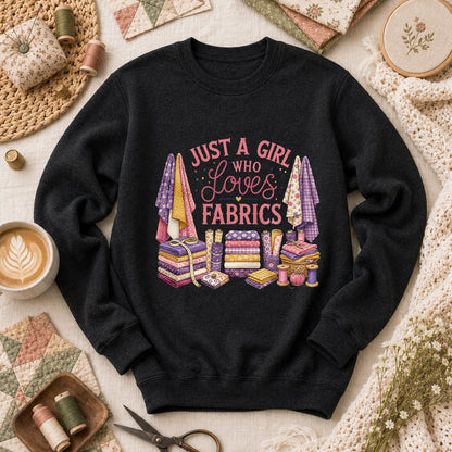 Just A Girl Who Loves Fabrics Long Sleeve - Black