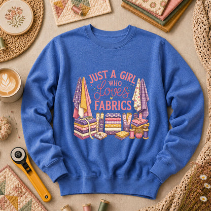 Just A Girl Who Loves Fabrics Long Sleeve - Heather True Royal