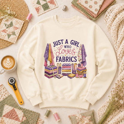 Just A Girl Who Loves Fabrics Long Sleeve - Natural