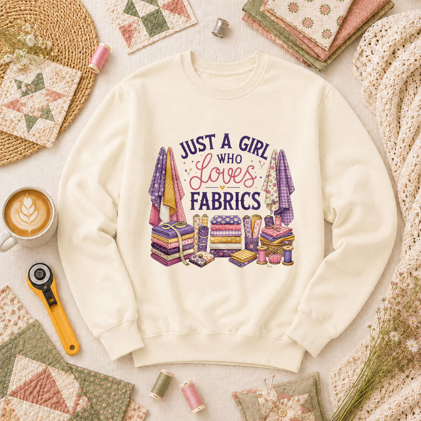 Just A Girl Who Loves Fabrics Long Sleeve - Natural