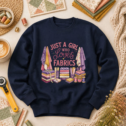 Just A Girl Who Loves Fabrics Long Sleeve - Navy