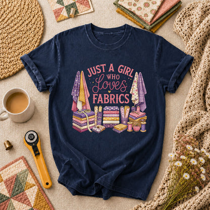 Just A Girl Who Loves Fabrics T-Shirt - Navy