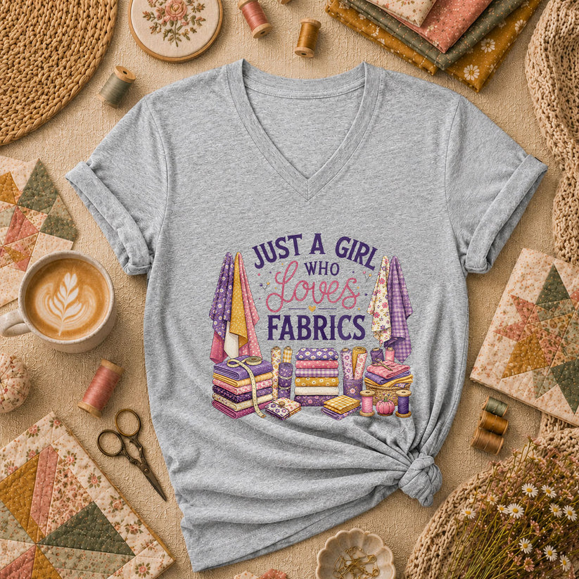 Just A Girl Who Loves Fabrics Women's V-Neck - Sport Grey