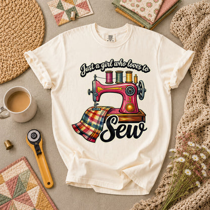 Just A Girl Who Loves To Sew T-Shirt - Ivory