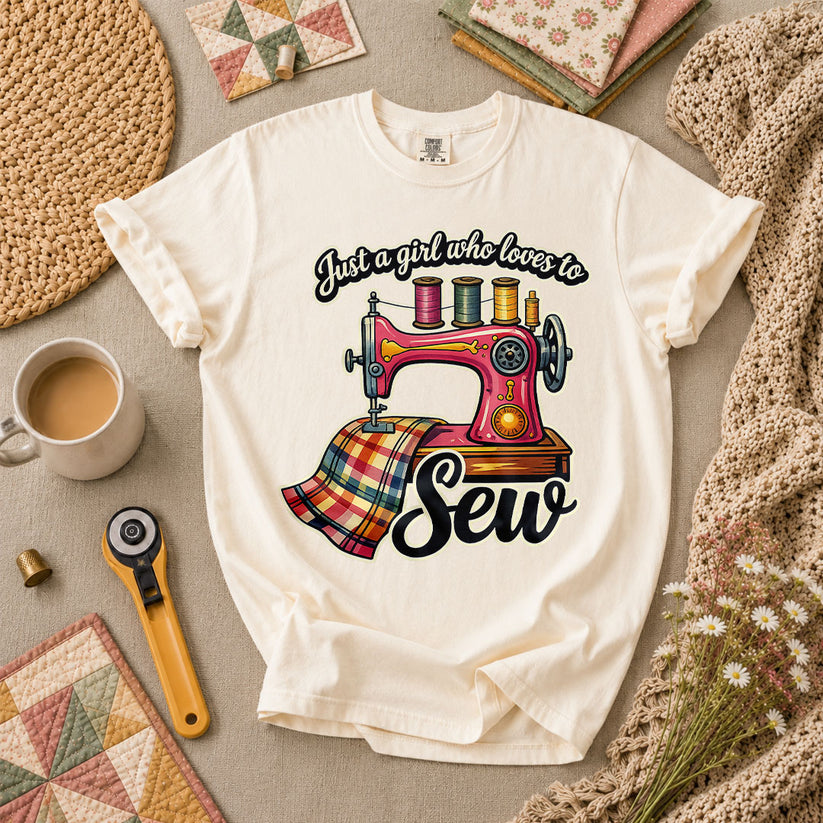 Just A Girl Who Loves To Sew T-Shirt - Ivory