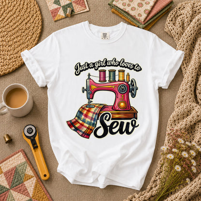 Just A Girl Who Loves To Sew T-Shirt - White